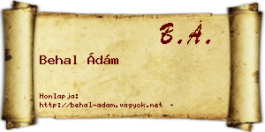 Behal Ádám névjegykártya